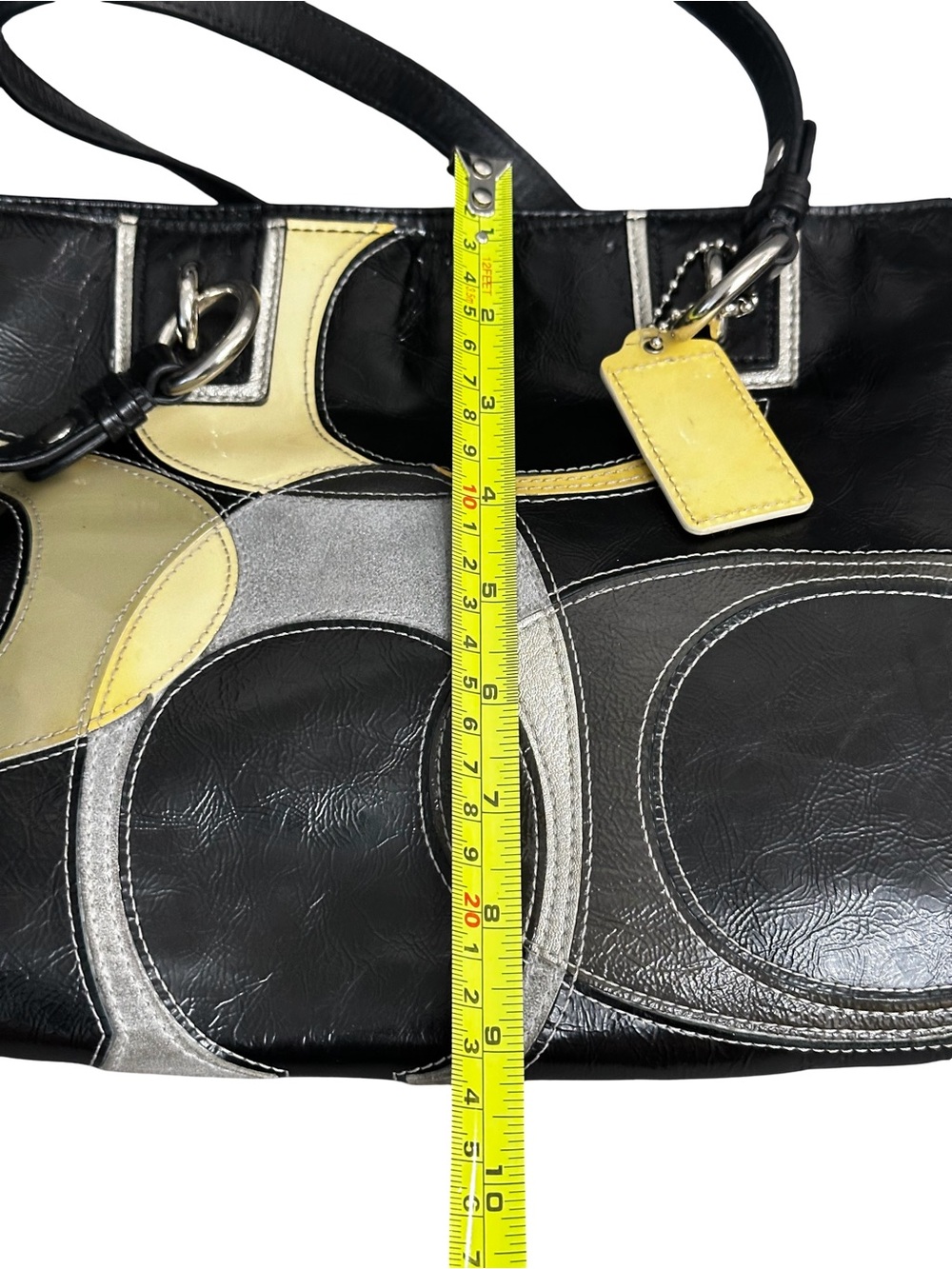 Coach Black Patent Leather Inlaid C Patchwork Tote Bag F17127 - Picture 7 of 10